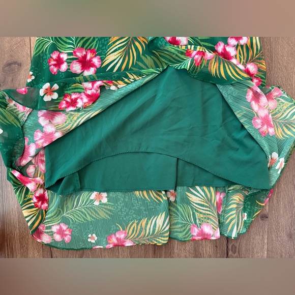 Kensie Green Tropical Print Midi Dress Size 10 - Picture 12 of 16